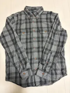 グレー系チェック 長袖ネルシャツ