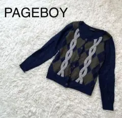 PAGEBOY　ページボーイ　カーディガン　アーガイル ネイビー Ｍ