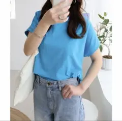 and Me USAコットン 汗染み防止 フレンチスリーブTシャツ　ターコイズのサムネイル