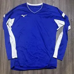 MIZUNO 長袖シャツ ブルー ホワイト サイズLテニスウェア
