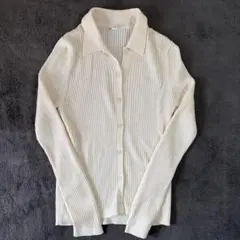 【美品】UNIQLO エクストラファインメリノリブポロカーディガン