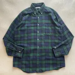80s L.L.Bean ブラックウォッチ　長袖フランネルシャツ　アメリカ製