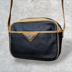 美品　イヴサンローラン　ショルダーバッグ　PVC 斜め掛け　レザー　ネイビー