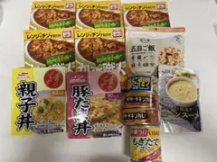 食品まとめ売り　親子丼・豚たま丼・カレー職人　さば缶　バターチキンカレー　13点のサムネイル