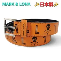 MARK&LONA 編み込み ベルト ロゴ金具 スカル ゴールド ブラック - メルカリ