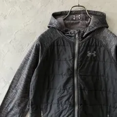 アンダーアーマー　ジャケット　フルジップ　刺繍ロゴ　ダークカラー　古着　LO31