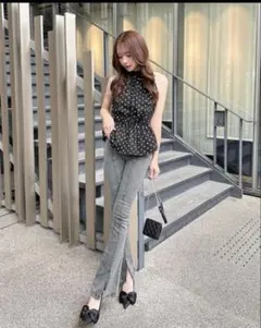 cherimi 美脚ストレッチフレアデニム グレーのサムネイル