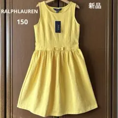 ラルフローレン　ノースリーブ　フレア　ワンピース　リボン　イエロー　春　夏