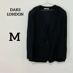 【DAKS LONDON】ノーカラー ウールジャケット ブラック M