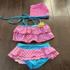 美品 水着3点セット 90〜100 帽子付き
