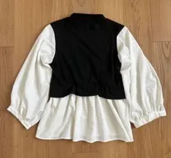 長袖レイヤードシャツ 黒と白