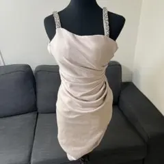 Veautt ベージュ ドレープデザイン ドレス XS