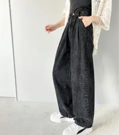 classicalelf ヴィンテージライクテーパードタックワイドパンツ