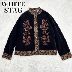 WHITE STAG VINTAGE 刺繍 花柄 ビーズ ベルベット ジャケット