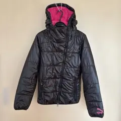 PUMA プーマ　レディース　フード付きジャケット 黒/ピンク 中綿 サイズL
