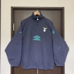 90s UMBRO LAZIO 裏起毛 ハーフジップ スウェット ネイビー L