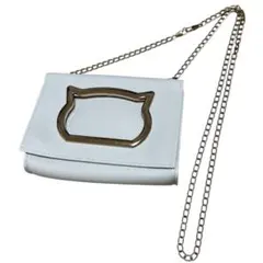 可愛い猫模様❣️ショルダーバッグ チェーンバック　ホワイト　小物入れ　小カバン