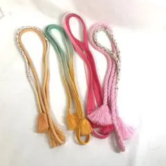 美品/帯留め4本セット/黄緑/黄色/オレンジ/ピンク