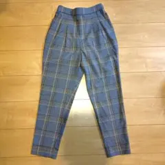 グローバルワーク レディース チェック ハイウエストスラックス パンツ