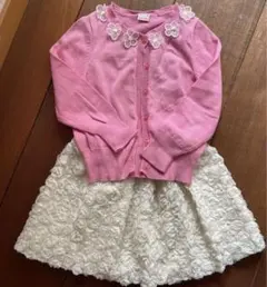 petit main 花刺繍カーディガンMサイズとスカート3点セット110