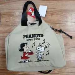PEANUTS スヌーピー 巾着２way ショルダーバッグ ベージュ