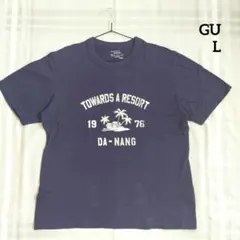 GU リゾート Tシャツ ネイビー 綿100% L