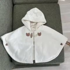 ホワイト フリース ベビーポンチョマント　ミキハウス　MIKIHOUSE