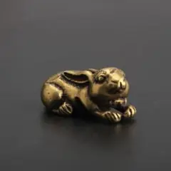 銅器 干支兎 茶道茶寵 装飾品 工芸品 置物—