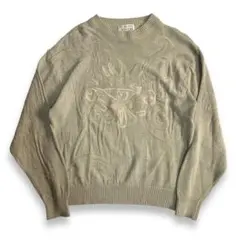 貴重【VINTAGE】80s 90s 刺繍 立体 レトロニット オールド 古着