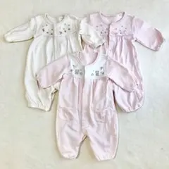 ロンパース カバーオール 長袖 3点セット 女の子 新生児 50 60 春