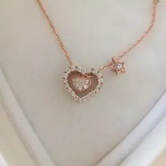 【フォリフォリ】ピンクゴールド ハート型ネックレス 星型チャーム付き　箱付き