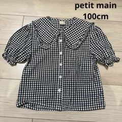 petit main襟付きギンガムチェック柄 半袖シャツ 100cm