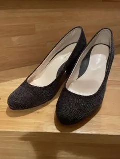 美品　Marie femme パンプス　黒　グレー　ラメ　23.5 EE