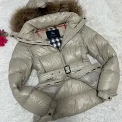 【極美品/L】バーバリーロンドン ダウンジャケット メガノバチェック フード 白