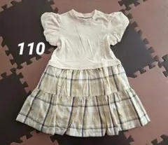 petit mainプティマイン★チェックドッキングカットワンピース110