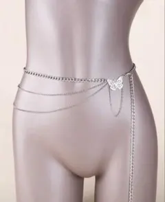【即日発送】バタフライモチーフ シルバーベルト 蝶 アクセサリー