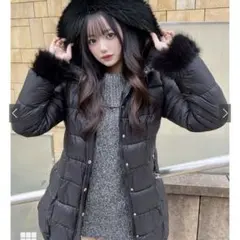 ベルト付きファーAラインダウンコート