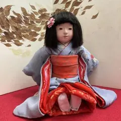 横顔の美しい男の子　市松人形　上手　15号52cm 縮緬の着物と帯　小物付き 横顔の美しい男の子 市松人形 上手 15号52cm 縮緬の着物と帯 小物付き