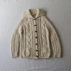 古着　andion　ハンドニットカーディガン　フィッシャーマン　アランニット