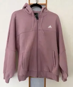 adidas フード付き ジップアップパーカー ピンク