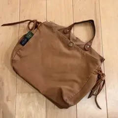 IL BISONTE★ブラウン キャンバス トートバッグ 2口タイプ