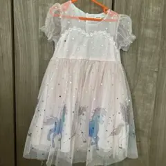 SHEIN キッズ ドレス 110cm ピンク ユニコーン 星柄　結婚式　発表会のサムネイル