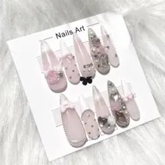 No.7 ネイルチップ ワンホン スナ系 ガーリー ピンク 量産型 ちゅるん