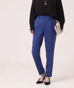 【SHOO-LA-RUE 美脚シルエット】裏面微起毛タック テーパードパンツ　M