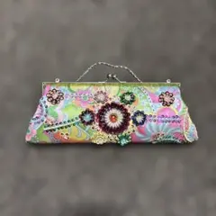 花柄刺繍 パーティークラッチバッグ