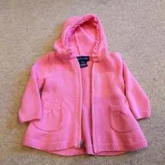 RALPH LAUREN ピンク フード付き厚手編み風カーディガン 12M