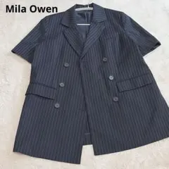 Mila Owen 半袖 ダブルジャケット ストライプ ネイビー 0のサムネイル