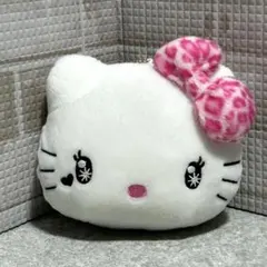 ハローキティ 2011バッグチャーム　フェイス型　ぬいぐるみ　ヒョウ柄　リボン