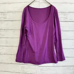 ユニクロ ヒートテック M 紫 インナー 防寒 保温冬 カットソー✨レディース