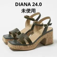 【DIANA】きれいめカジュアルサンダル カーキ スムース 24.0cm